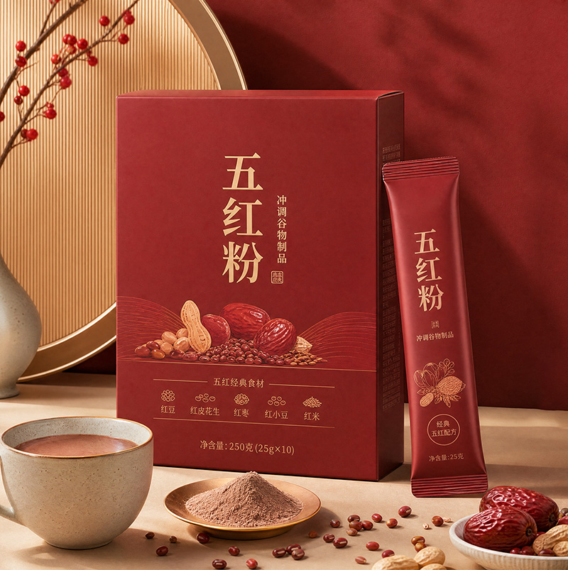 Five-Red Grain Powder | Red Date Multigrain Instant Breakfast Meal Replacement Gift Set OEM