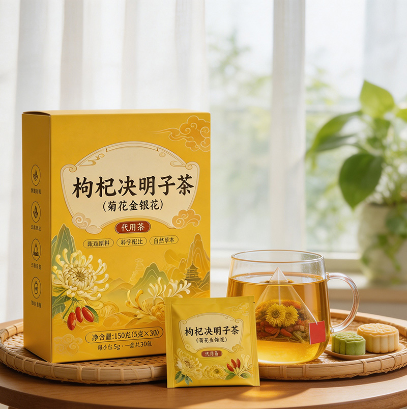 Goji Berry, Cassia Seed, Chrysanthemum & Honeysuckle Tea Blend | Individually Wrapped Five-Treasure Wellness Tea Bags OEM