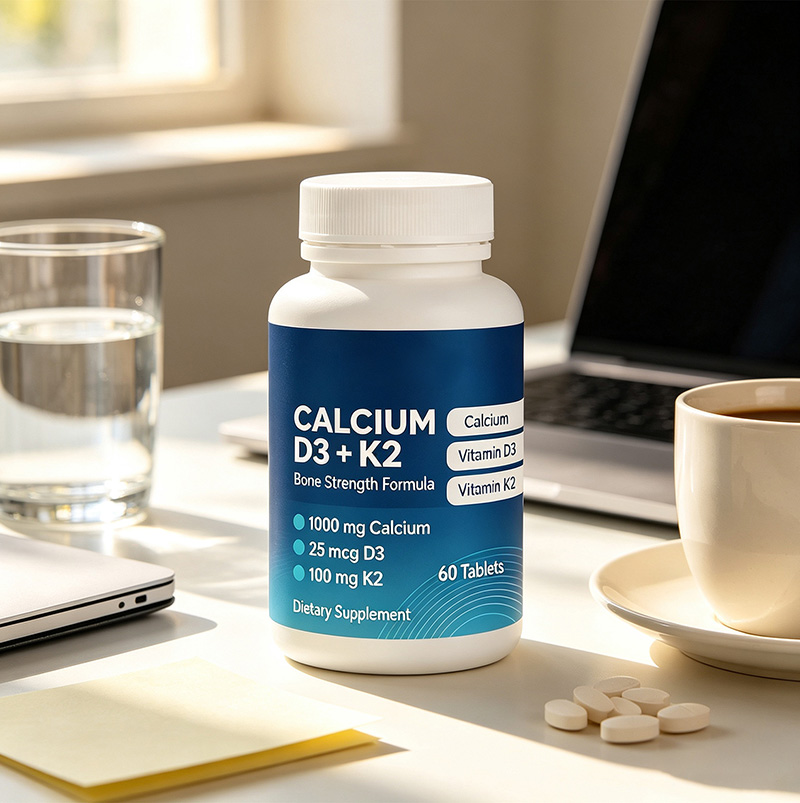 跨境钙片维生素D3 K2成人健康补充剂 Calcium Vitamin D3 K2 OEM